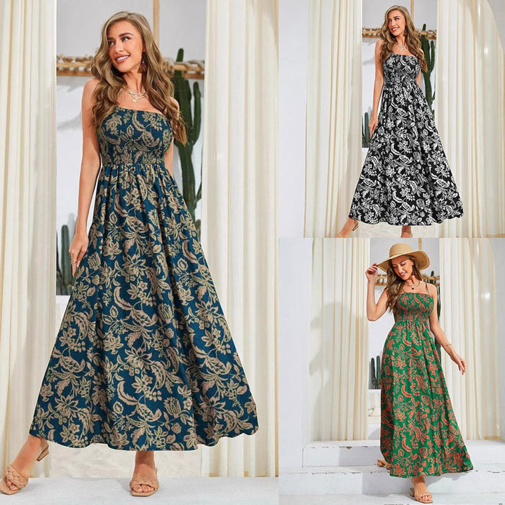 Ladies floral print maxi dress with spaghetti straps Lune London