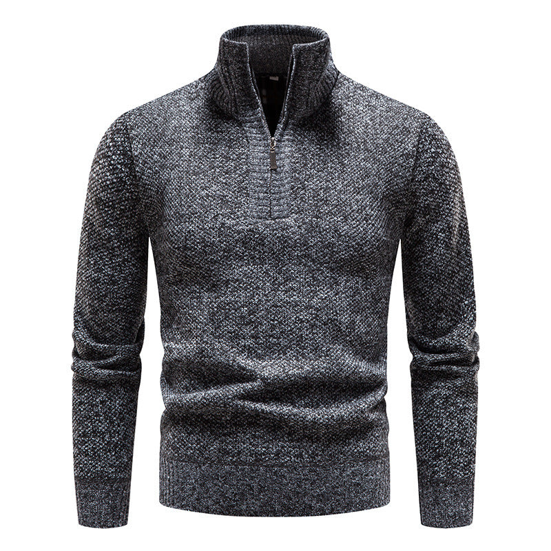 Sporty knit sweater for men with half-zip and textured design Lune London