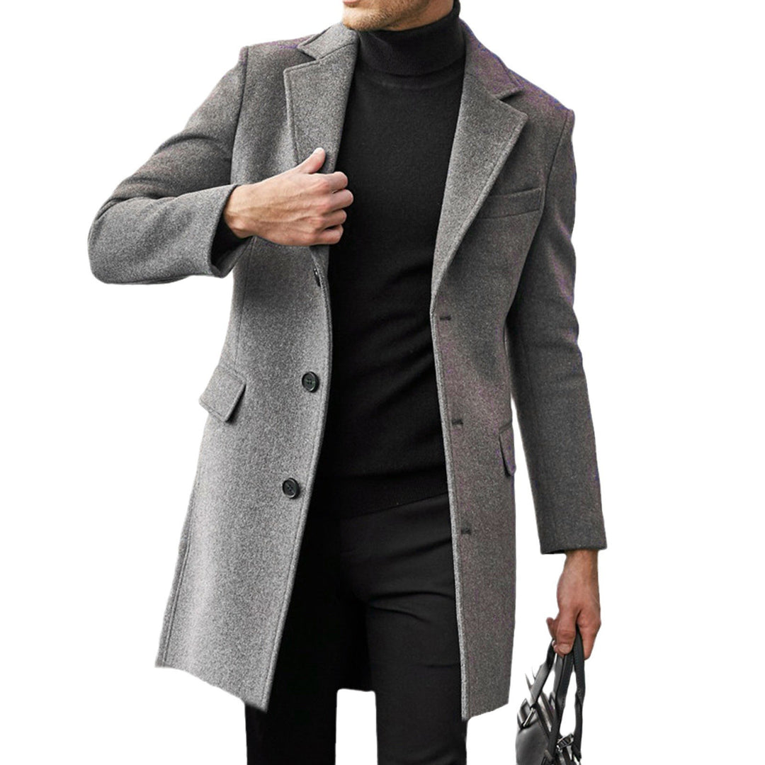 Elegant wool coat for men with a classic collar and hidden buttons Lune London