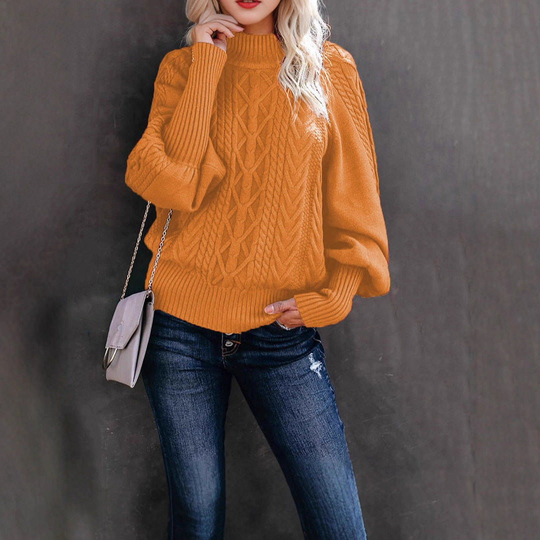 Pull en tricot épais pour femmes avec col montant et manches ballons Chic & Stil