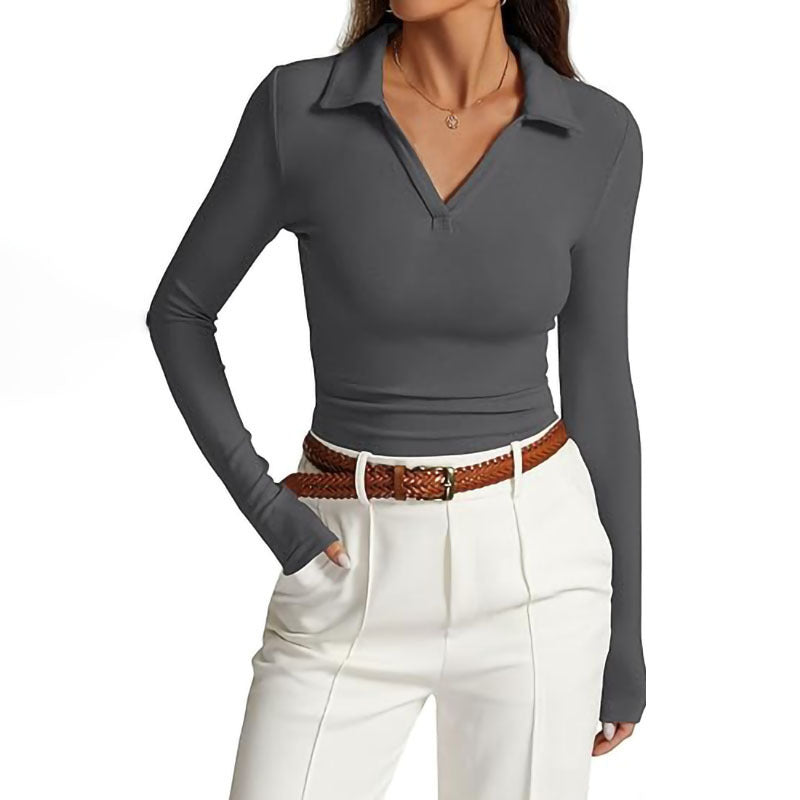 Long sleeve modern fit polo t-shirt for women Lune London