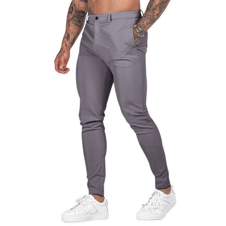 Men's Elegant Slim-Fit Chino Pants with Elastic Waistband and Practical Pockets Lune London