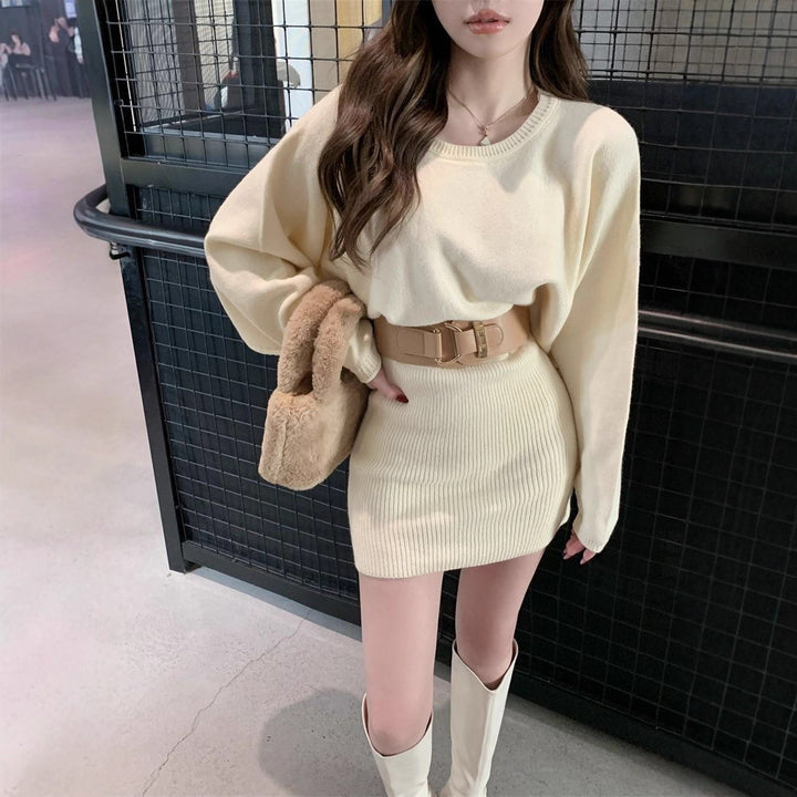 Robe tricotée pour femmes avec coupe décontractée et texture côtelée harmonieuse Chic & Stil
