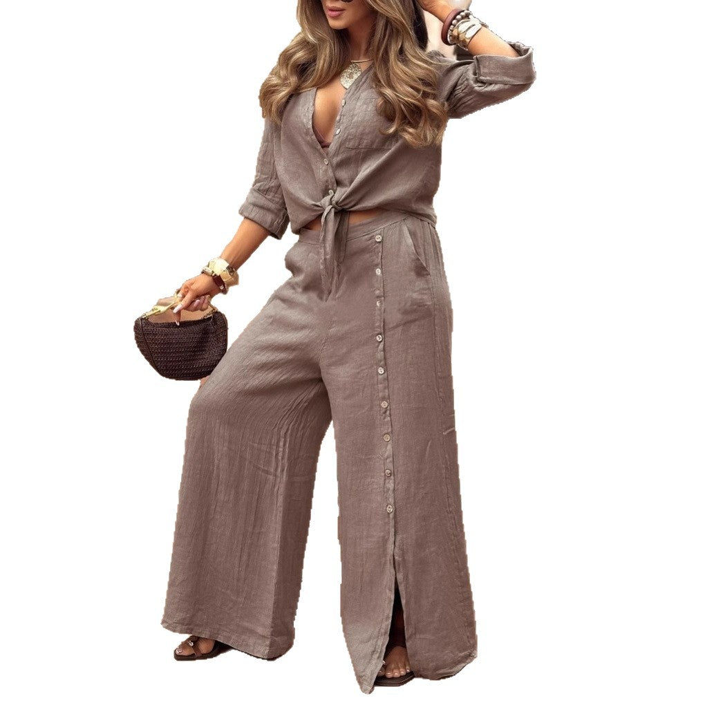 Femme tee-shirt de loisirs et ensemble de pantalon ample Chic & Stil