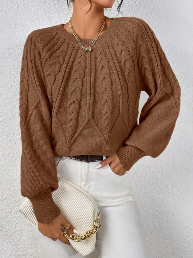Knit sweater for women with cable pattern and wide sleeves Lune London
