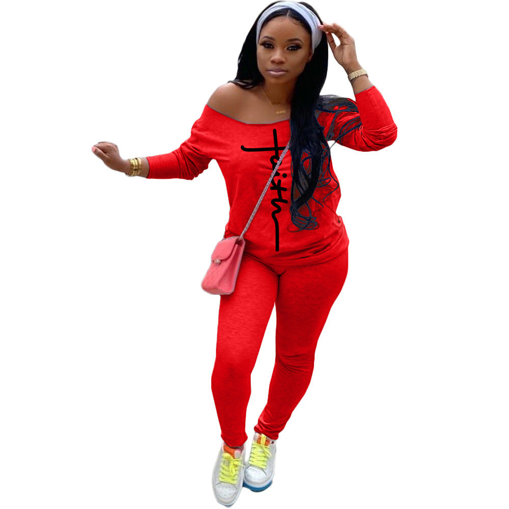 Ladies Off-Shoulder Jumpsuit Comfortable with Trendy Print and Chic Elastic Waist