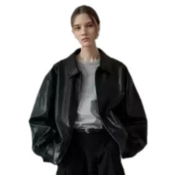 Veste en cuir surdimensionnée décontractée pour femmes avec poches pratiques Chic & Stil