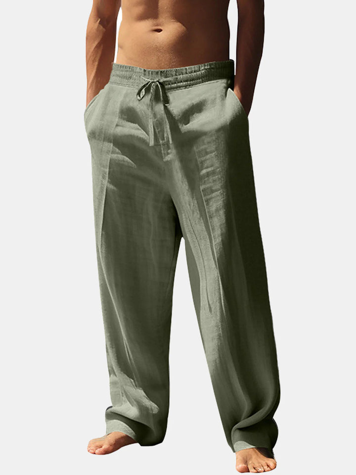 Casual linen pants for men with elastic waistband and side pockets Lune London