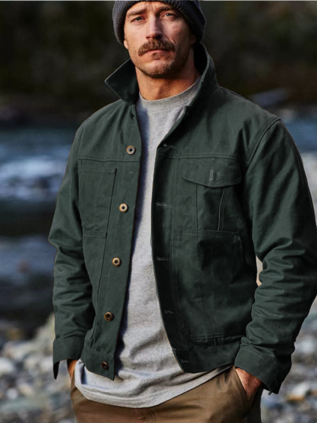 Lightweight utility jacket for men with practical pockets and stylish high collar Lune London