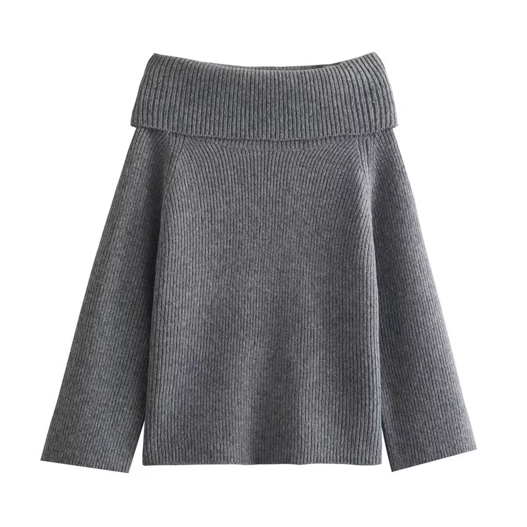Elegant knitted sweater for women with wide turtleneck Lune London