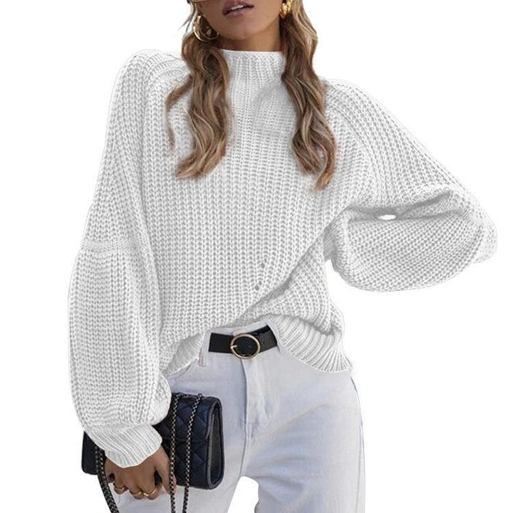 Chunky knit sweater for women with high collar and loose fit Lune London