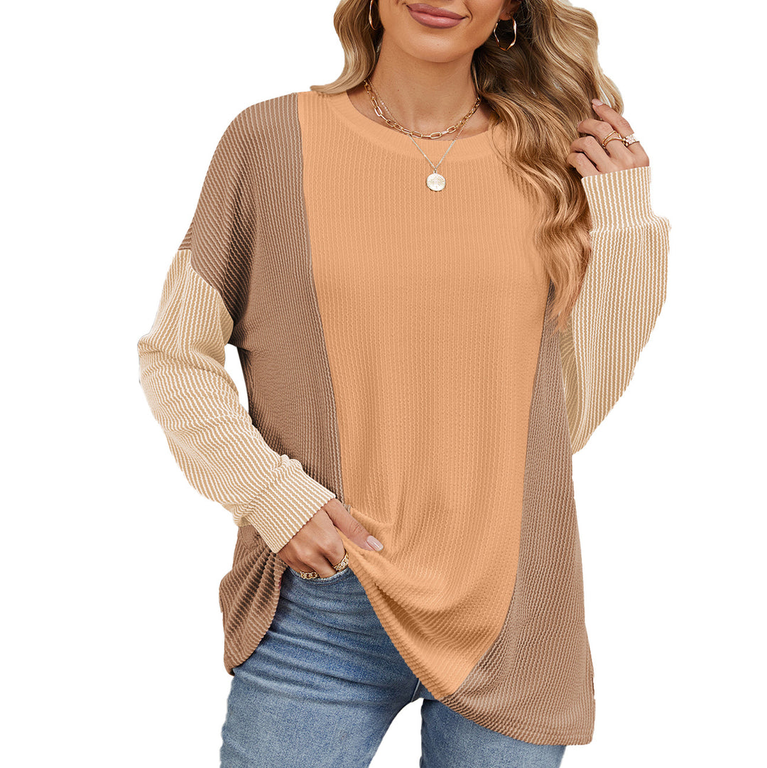 Oversized sweater for women with textured ribbed design and modern blocked color accents Lune London