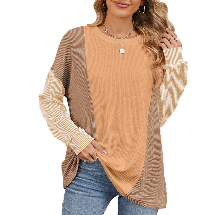 Oversized sweater for women with textured ribbed design and modern blocked color accents Lune London