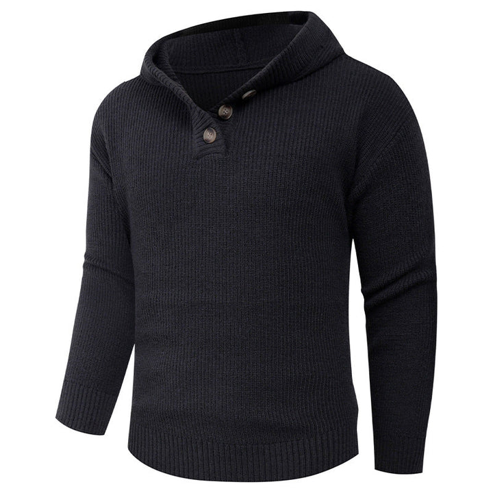 Lune London | Men's sweater with shawl collar and wooden buttons