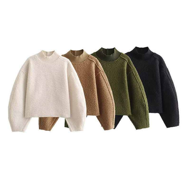 Pull femme douillet avec col montant et épaules tombantes Lune London