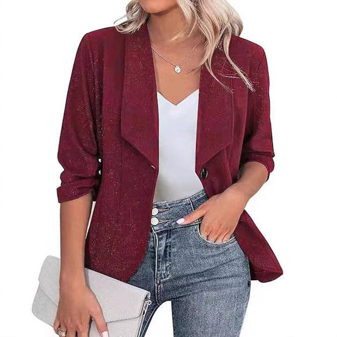 Shimmering blazer jacket for women with a feminine silhouette and an elegant lapel Lune London