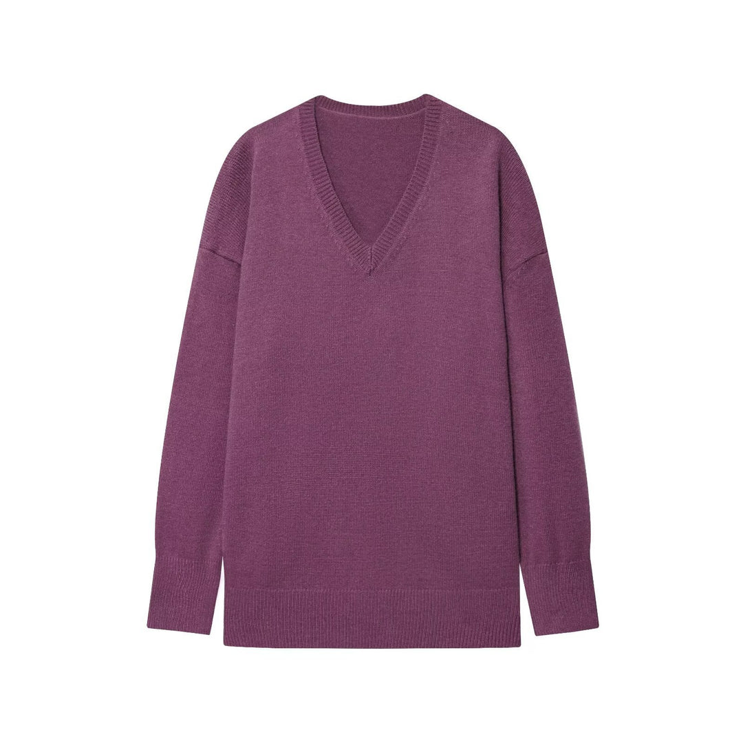 Viscose sweater for women with V-neck and relaxed fit Lune London