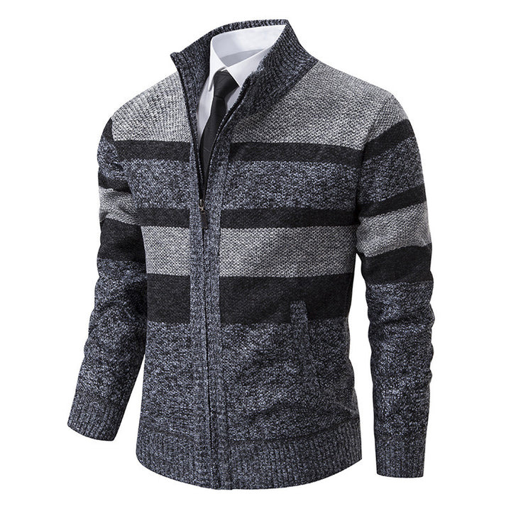 Men's knitted jacket with high collar and striped design Lune London