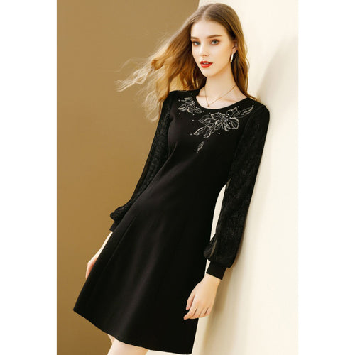 Ladies Elegant Long Embroidered Dress Lune London