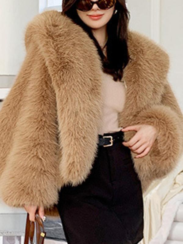 Ladies Elegant High Quality Faux Fur Coat with Hood Lune London