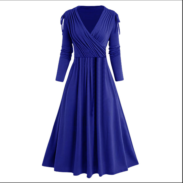 Midi dress for women with draped effect and long sleeves Lune London