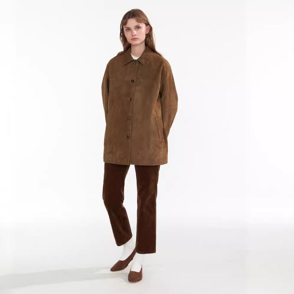 Veste en suède stylée pour femmes avec fermeture à boutons Chic & Stil