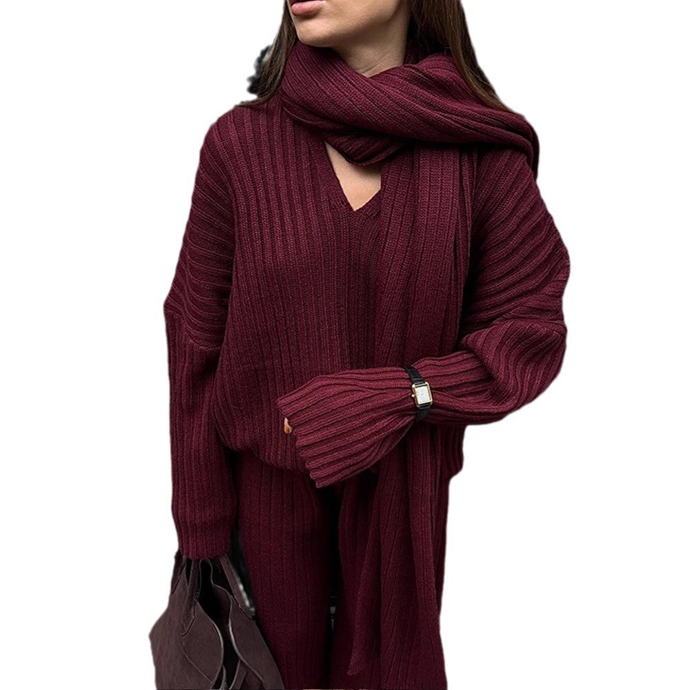 Women knit outfit with wide legs and oversized top Lune London