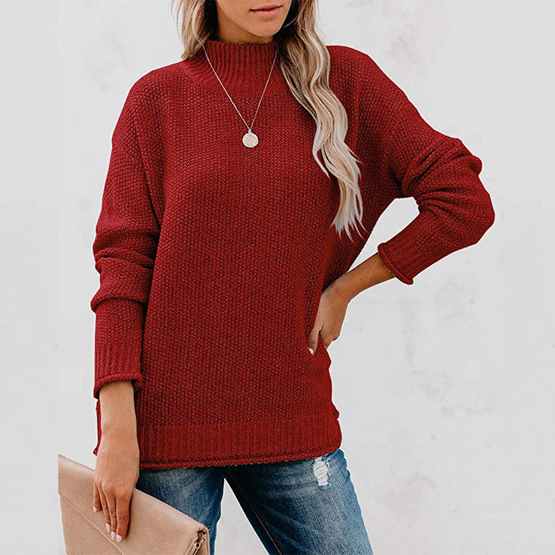 Thick knit women's sweater with a high collar and a relaxed fit Lune London