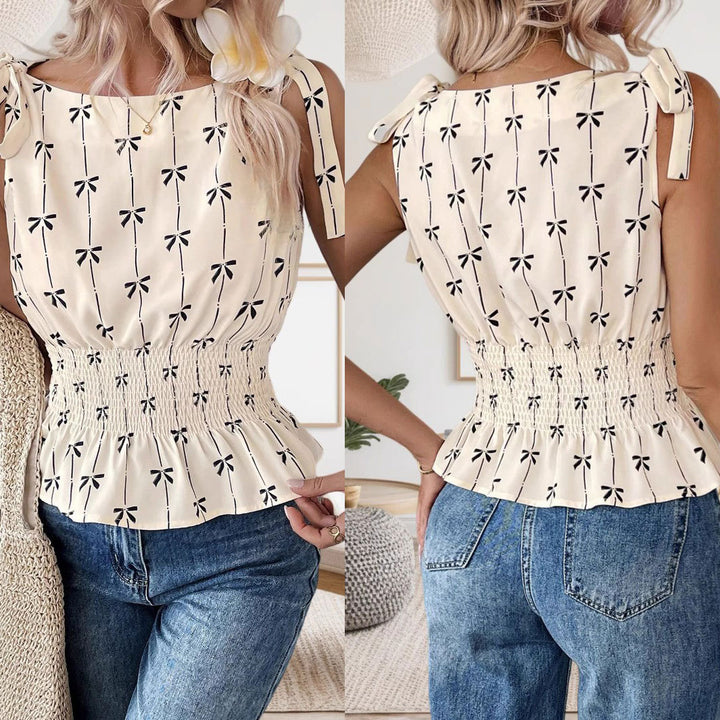 Ruffled blouse for women with bow belt Lune London