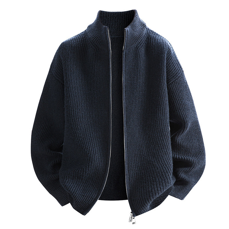 Trendy knit jacket for women with high collar and zip Lune London