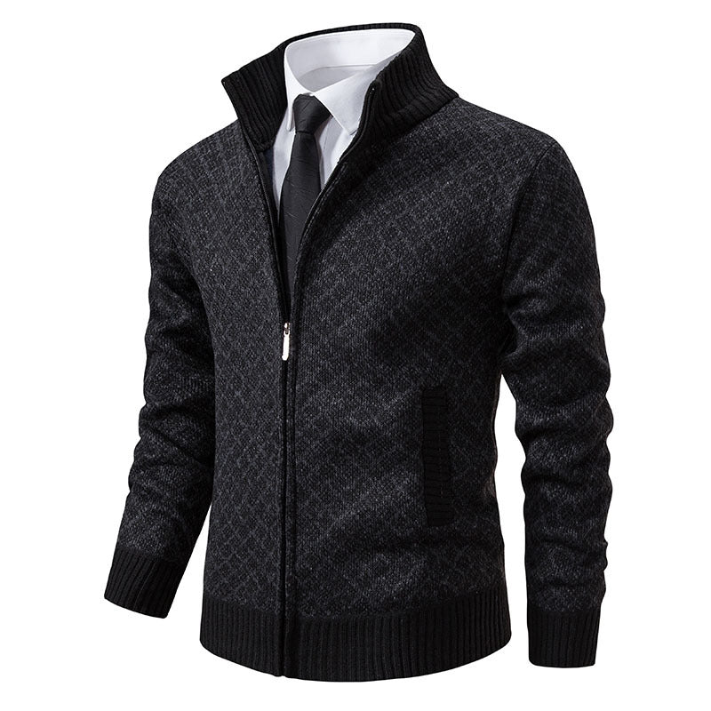 Men's knit jacket with high-quality textured pattern and zipper Lune London