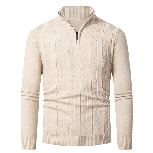 Men's knitted sweater with stylish zipper and cable-knit pattern Lune London
