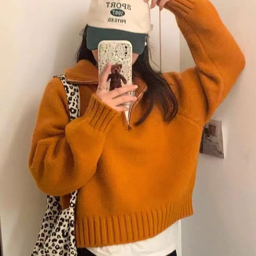 Women soft knit sweater with voluminous sleeves and an elastic waist Lune London