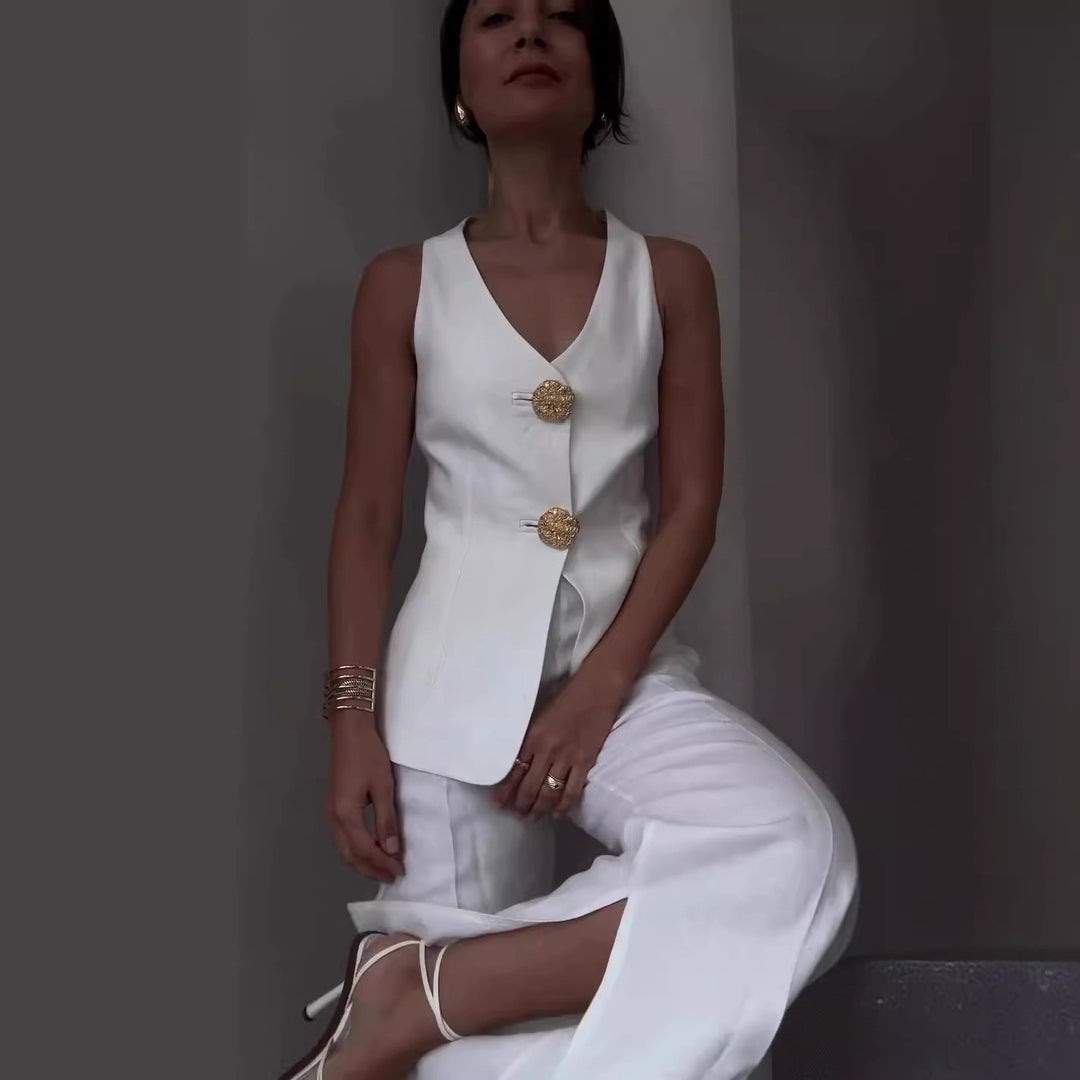 Ladies elegant set consisting of a sleeveless top and palazzo pants Lune London