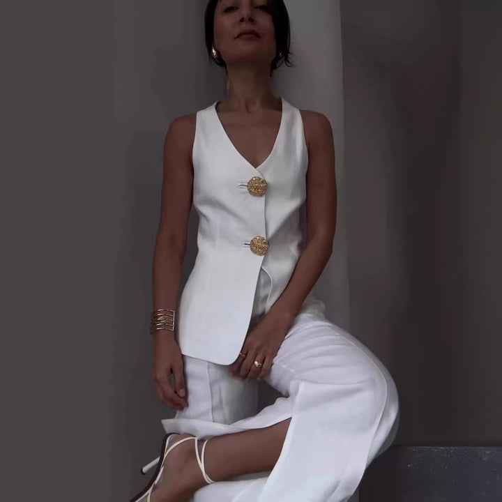 Ladies elegant set consisting of a sleeveless top and palazzo pants Lune London