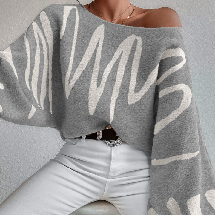 Pull en tricot surdimensionné pour femmes avec design asymétrique et encolure décontractée Chic & Stil