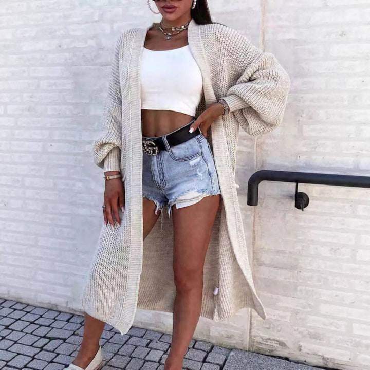 Manteau long en tricot pour femmes avec manches larges et poches Chic & Stil