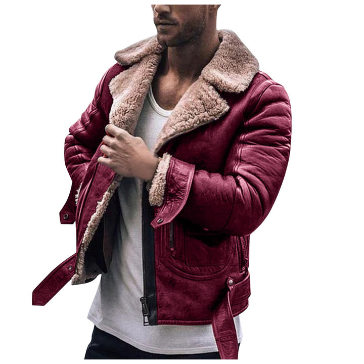 Men's leather jacket with luxurious fur lining and distinctive collar Lune London