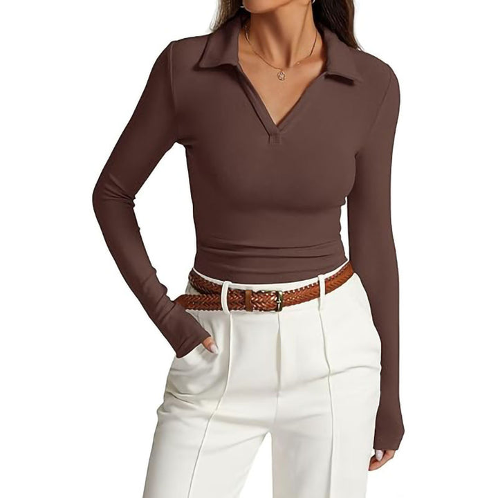 Long sleeve modern fit polo t-shirt for women Lune London