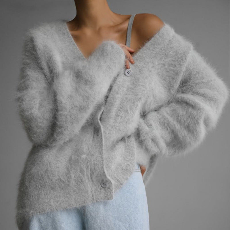 Ladies Cozy Cardigan Made Of Mohair Lune London