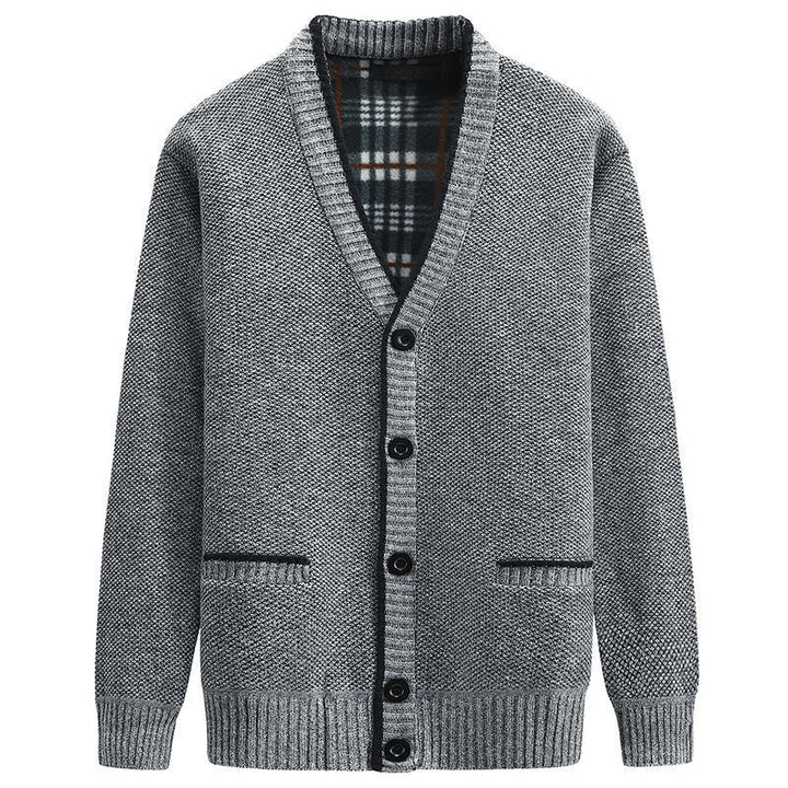 Men's cardigan with plaid lining and practical pockets Lune London