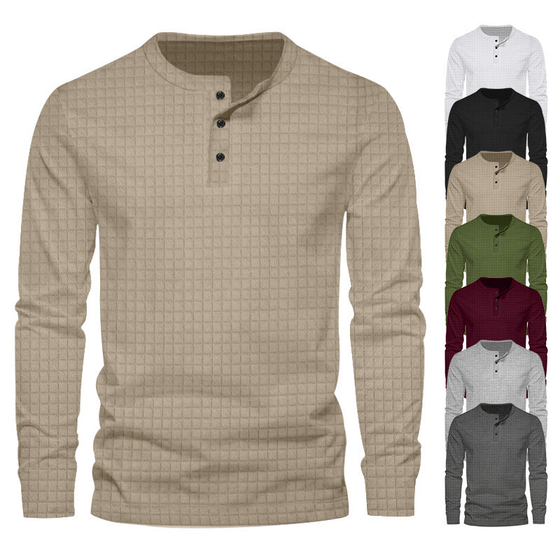 Men's long-sleeve shirt with textured fabric and button placket Chic and style