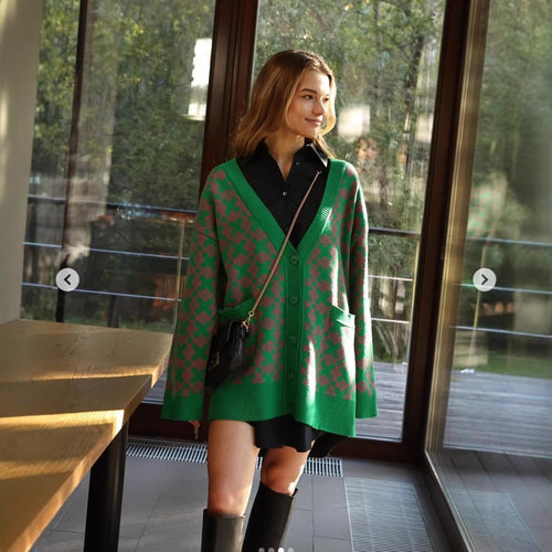 Knitted patterned jacket for women with stylish pockets Lune London