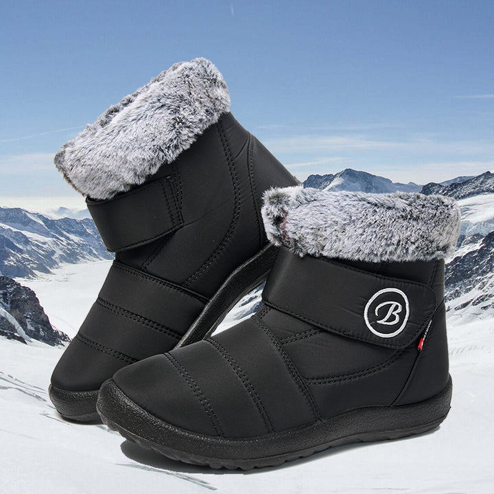 Bottes d'hiver isolées pour femmes avec fermeture velcro pratique et doublure en polaire chaude Lune London