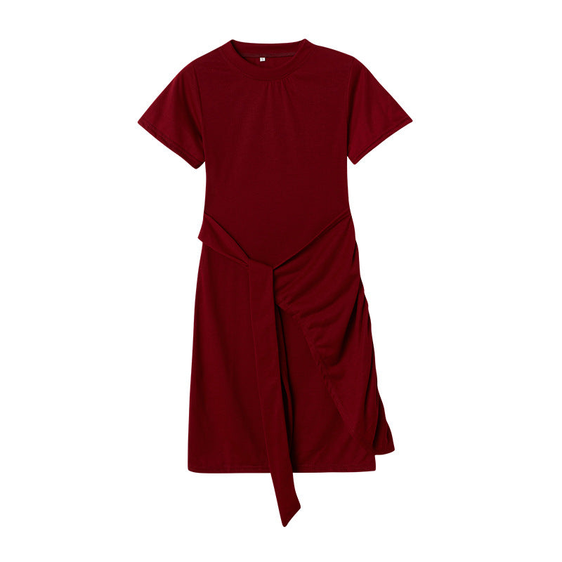 Chic and Stylish Draped Leisure T-Shirt Dress for Women