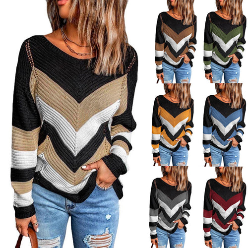Fashionable knitted sweater for women with chevron pattern and relaxed fit Lune London