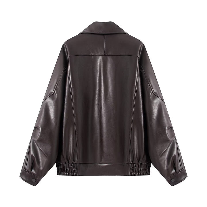 Casual faux leather jacket for women with large flap pockets and innovative design Lune London