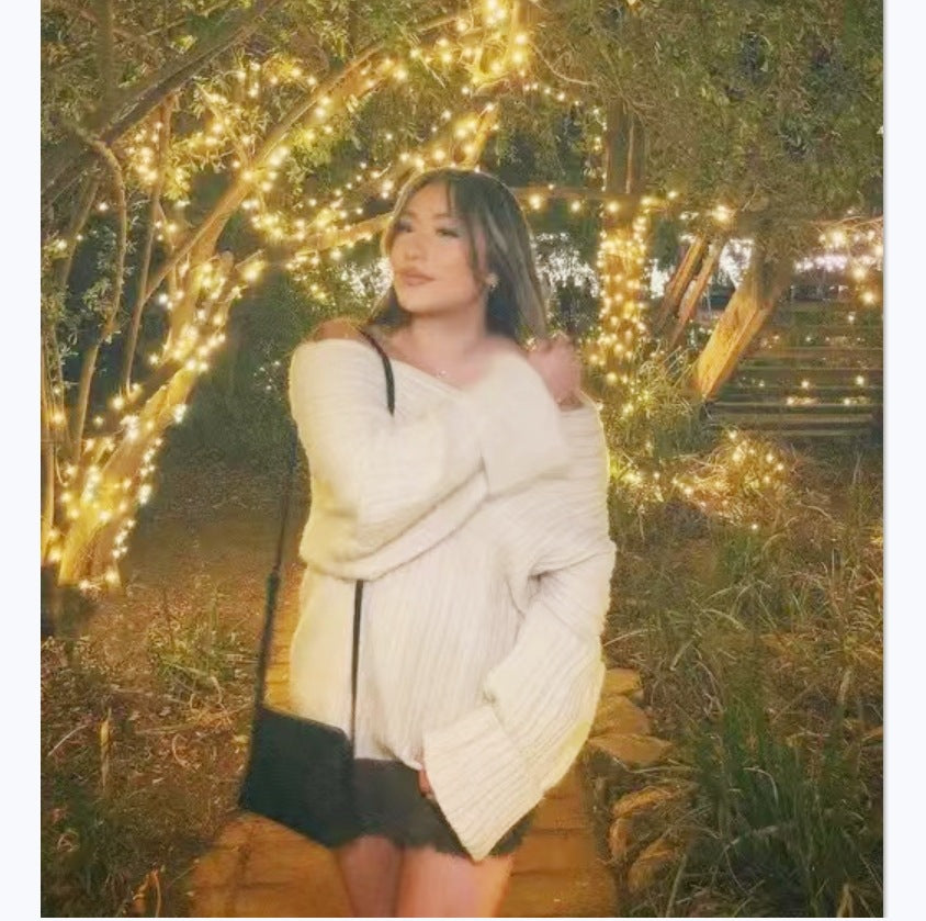 Cozy knit sweater for women with a trendy off-the-shoulder neckline Lune London