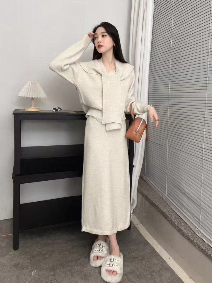 Ensemble en tricot pour femmes avec col tendance et silhouette élégante Chic & Stil