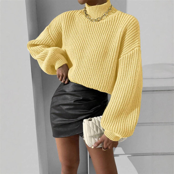 Soft knitted sweater for women with high collar Lune London